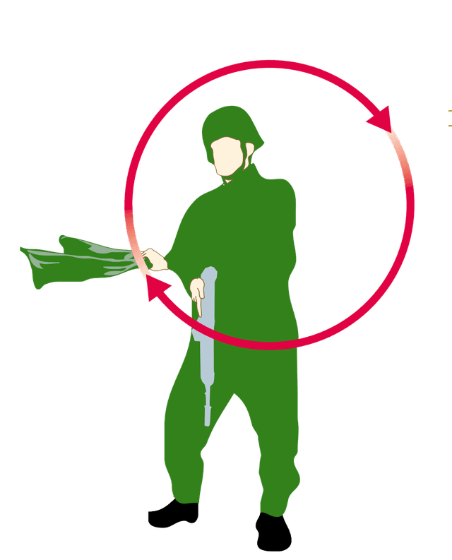 Handtecken: Faran över