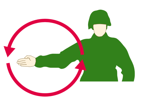 Handtecken: Framåt (ökning av hastighet)