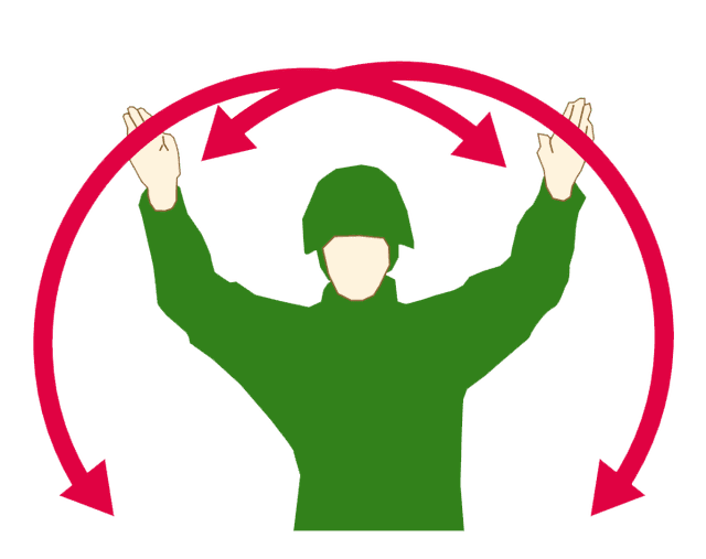 Handtecken: Avbryt, avbryt – eld upphör